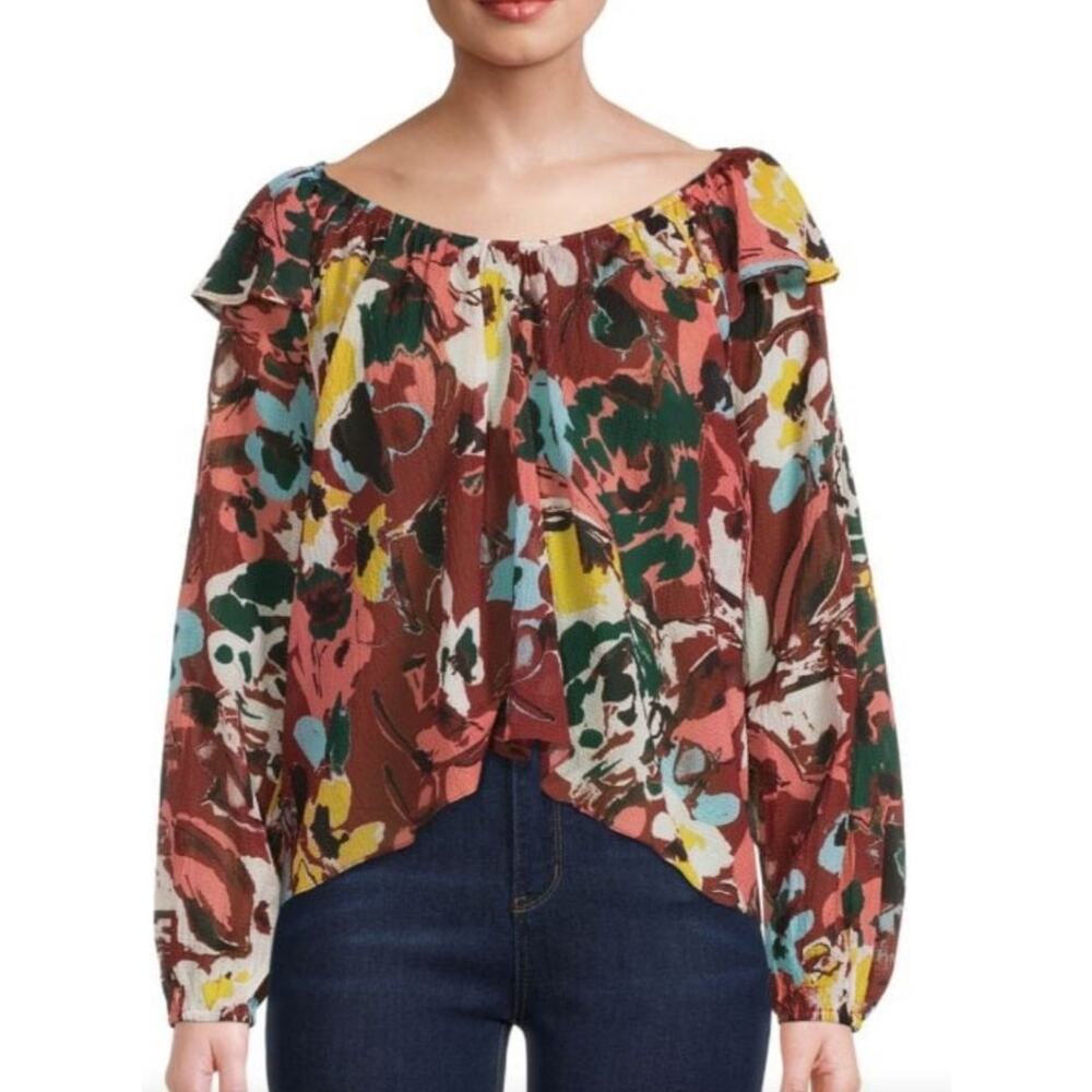 Tanya Taylor Silk Crepe Kayla Blouse with‎ Ruffle Detail sz SM NWT